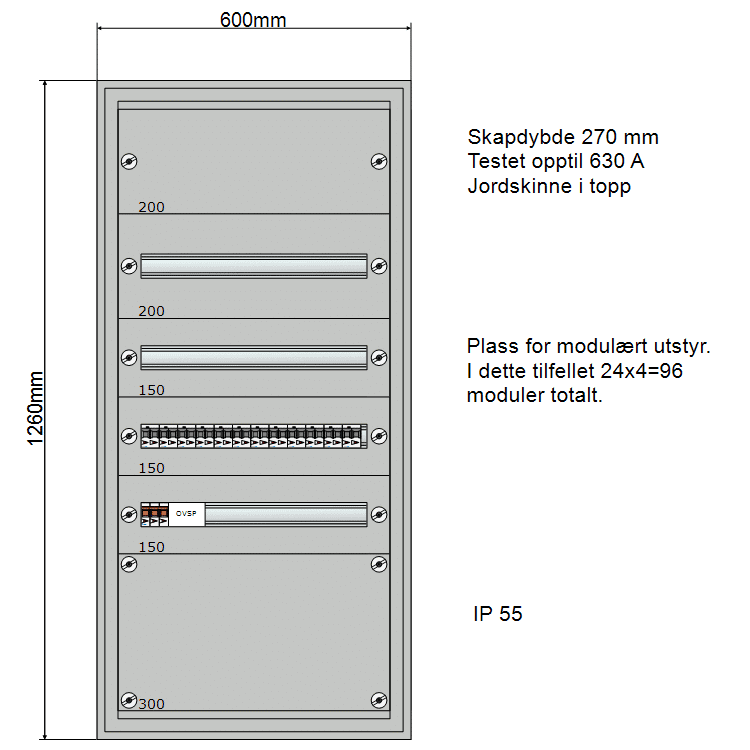 Modulskap 600x1260 4-6 rader