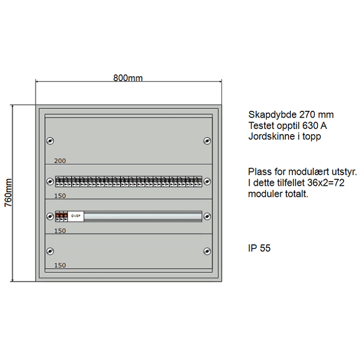 Modulskap 800x760 2-3 rader