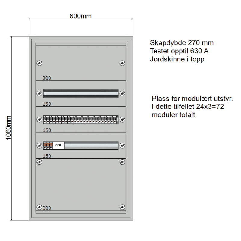 Modulskap 600x1060 3-5 rader