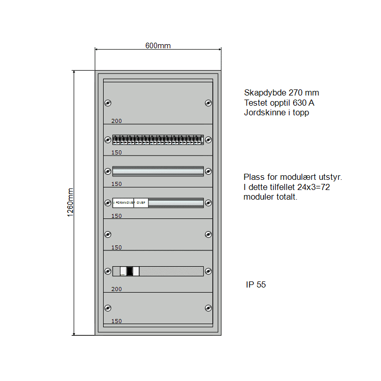160A Modulskap 600x1260 3 rader