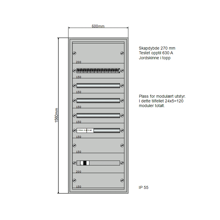 160A Modulskap 600x1560 5 rader