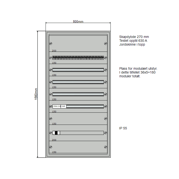 160A Modulskap 800x1560 5 rader