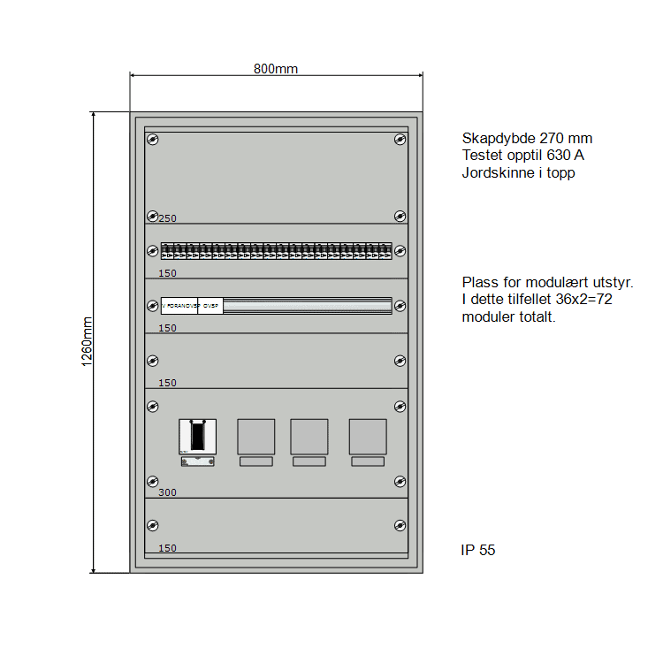 250A Modulskap 800x1260 2 rader