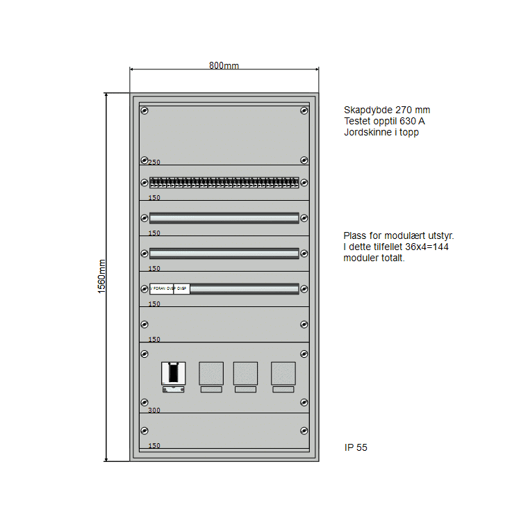 250A Modulskap 800x1560 4 rader